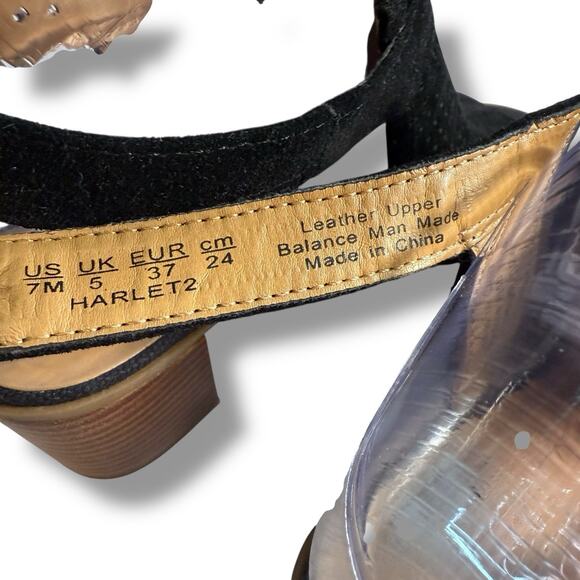 Franco Sarto Harlet2 Perforated Leather Suede Chunky Heel Sandals Shoes 7M - Picture 9 of 13